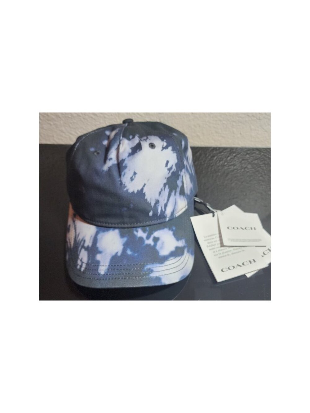 Coach Men’s Blue Baseball Cap Black Leather Strap Buckle 100% Organic Cotton